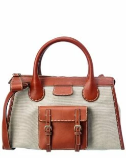Chloé Edith Day Medium Canvas & Leather Satchel Women Satchels & Top Handles