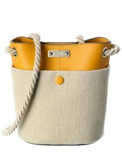 Chloé Key Small Linen & Leather Bucket Bag Women Bucket Bags
