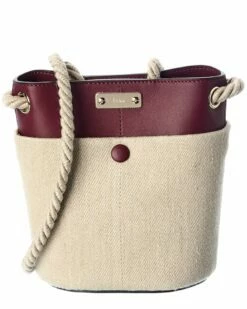 Chloé Key Small Linen & Leather Bucket Bag Women Bucket Bags