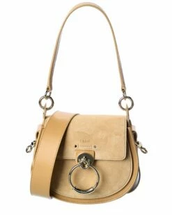 Chloé Tess Small Suede & Leather Shoulder Bag Women Shoulder Bags
