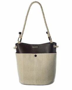 Chloé Key Medium Linen & Leather Bucket Bag Women Bucket Bags
