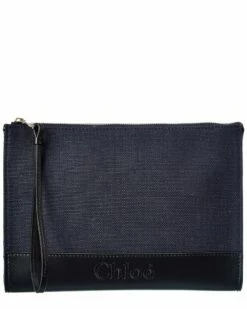 Chloé Sense Canvas & Leather Pochette Women Wallets & Card Cases