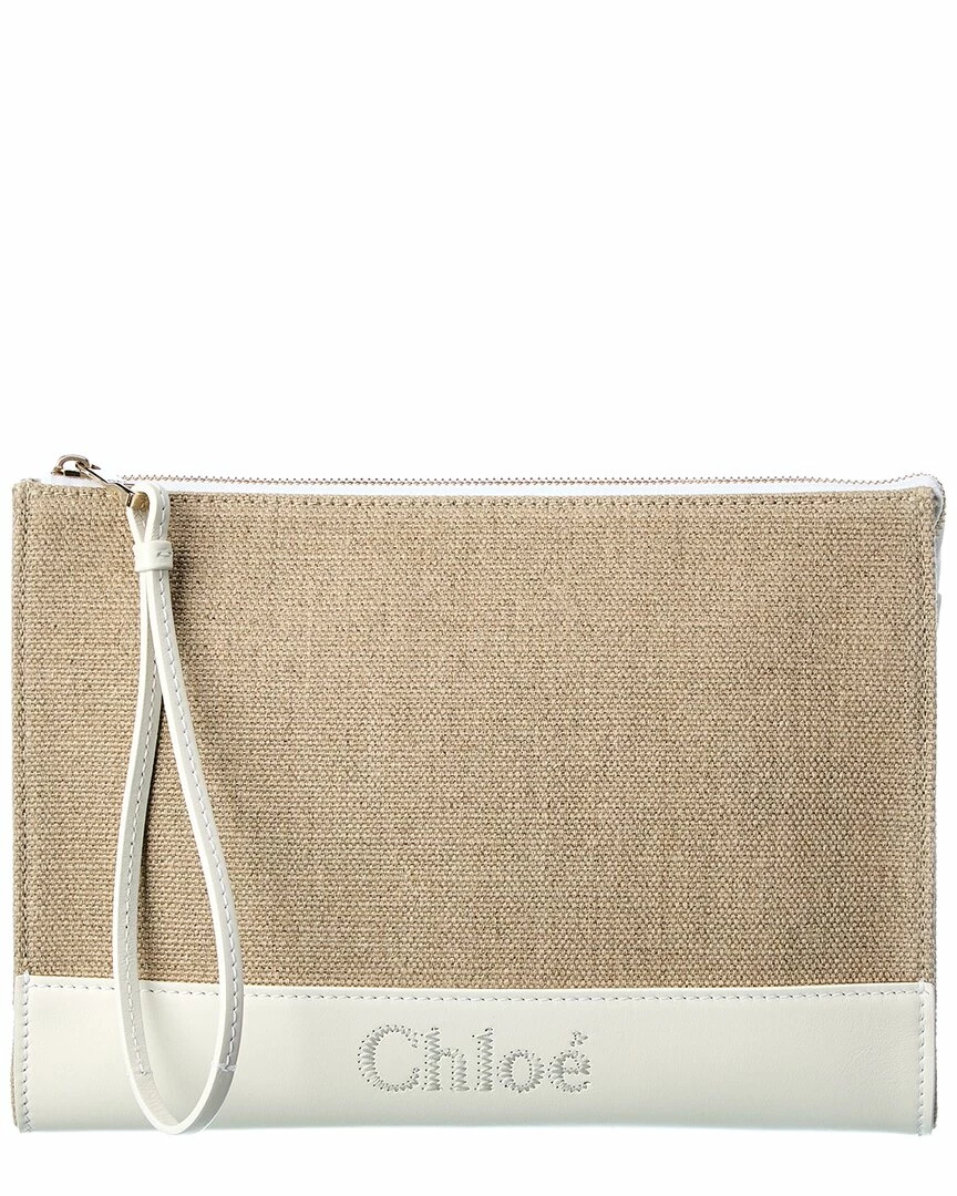 Chloé Sense Canvas & Leather Pochette Women Wallets & Card Cases