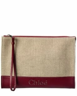 Chloé Sense Canvas & Leather Pochette Women Wallets & Card Cases