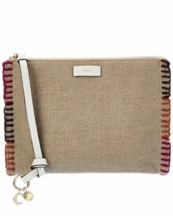 Chloé Alphabet Linen Pouch Women Wallets & Card Cases