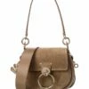 Chloé Tess Small Suede & Leather Shoulder Bag Women Shoulder Bags Green