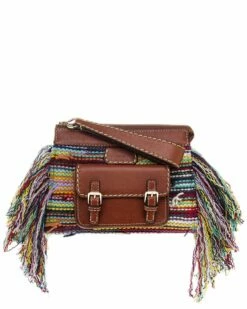 Chloé Edith Cashmere & Leather Clutch Women Clutches