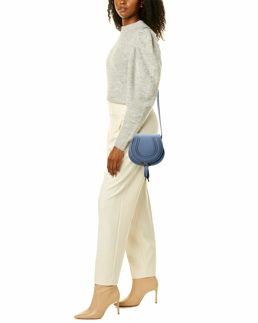 Chloé Marcie Small Leather Saddle Bag Women Crossbody Bags - Image 4