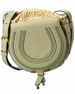 Chloé Marcie Raffia & Leather Basket Crossbody Women Crossbody Bags