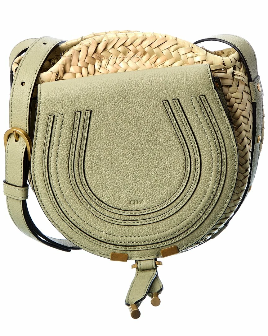 Chloé Marcie Raffia & Leather Basket Crossbody Women Crossbody Bags