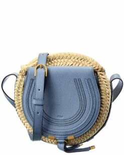 Chloé Marcie Raffia & Leather Basket Crossbody Women Crossbody Bags