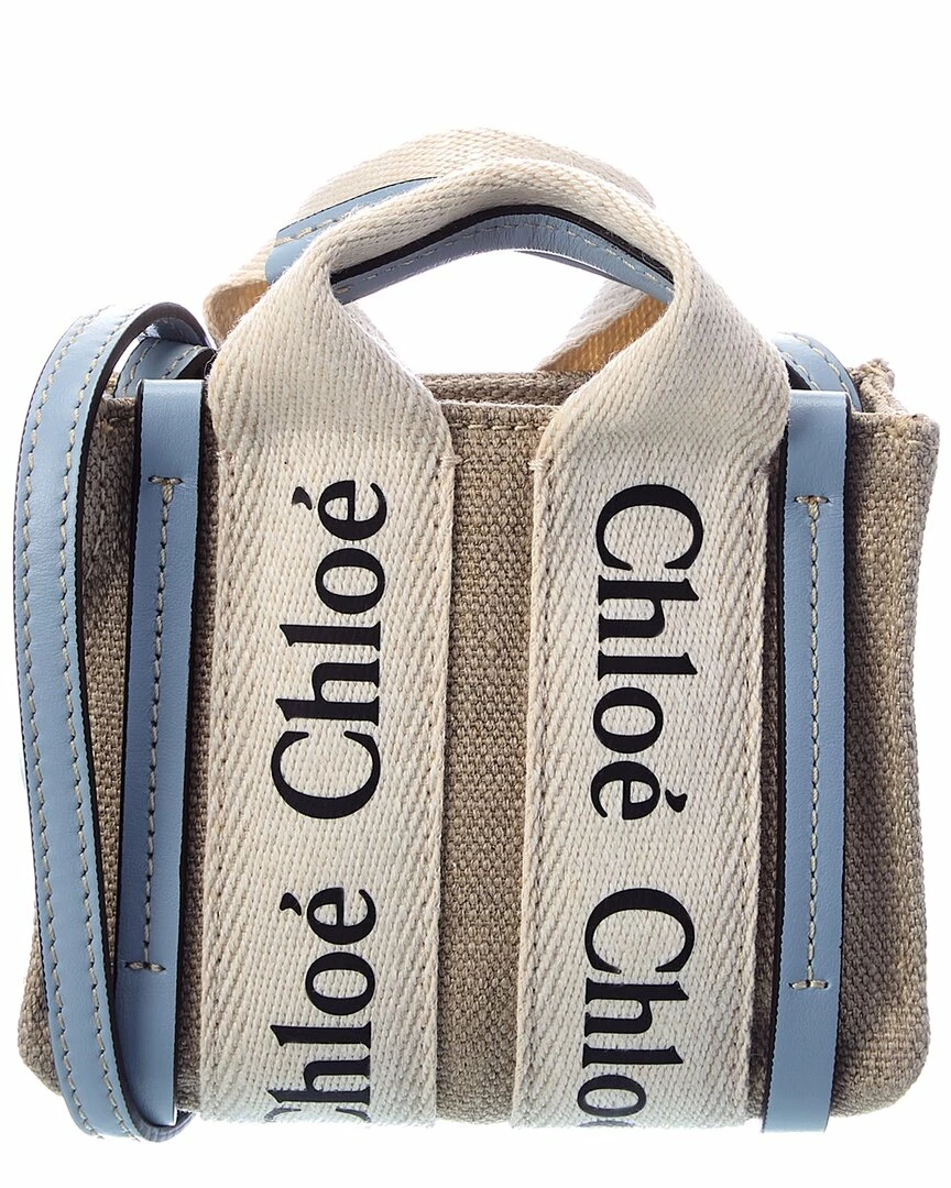 Chloé Woody Nano Canvas & Leather Tote Women Totes