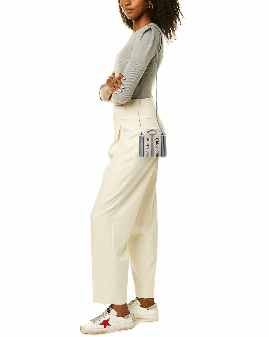 Chloé Woody Nano Canvas & Leather Tote Women Totes - Image 4