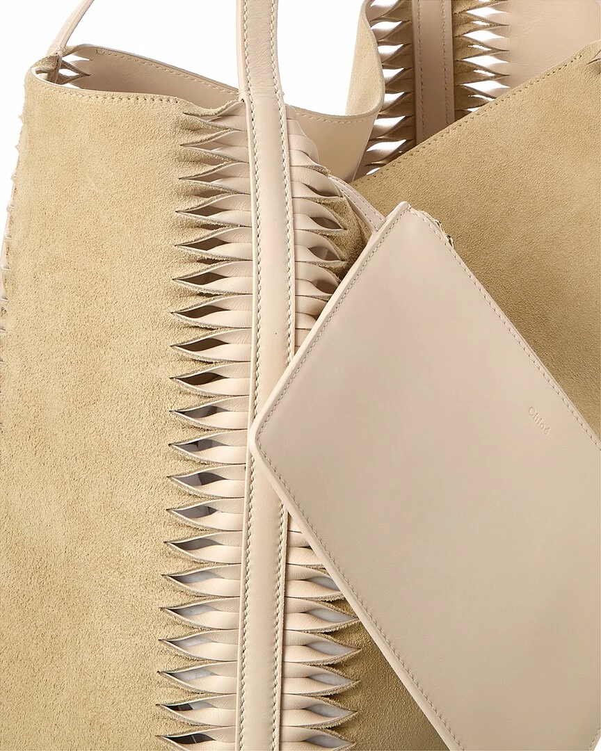 Chloé Louela Suede & Leather Shopper Tote Women Totes - Image 3