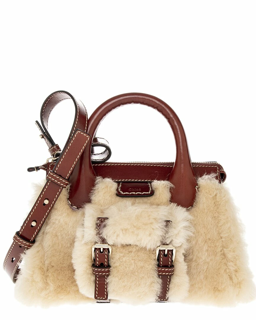 Chloé Edith Mini Bag Shearling & Leather Crossbody Women Shoulder Bags