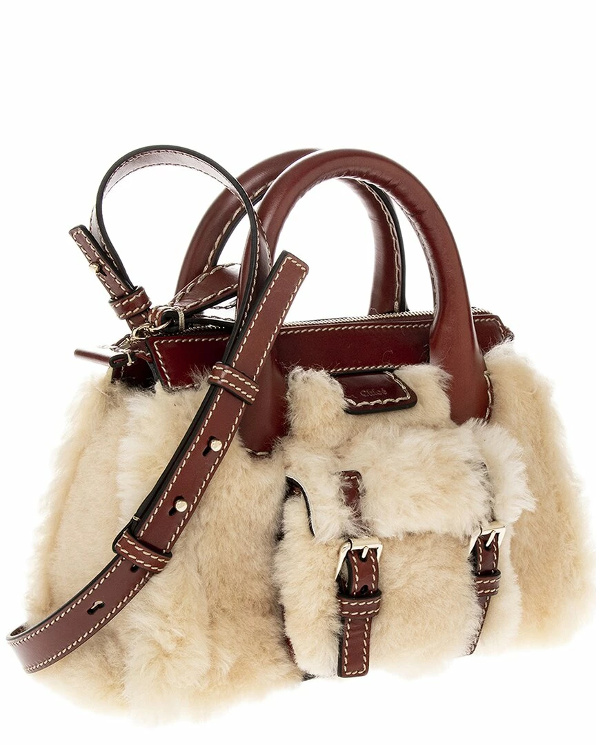 Chloé Edith Mini Bag Shearling & Leather Crossbody Women Shoulder Bags - Image 3