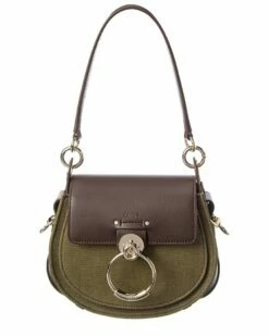 Chloé Tess Small Canvas & Leather Shoulder Bag Women Shoulder Bags