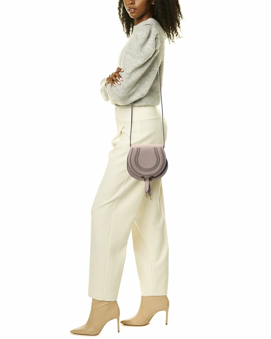 Chloé Marcie Small Leather Saddle Bag Women Shoulder Bags - Image 4