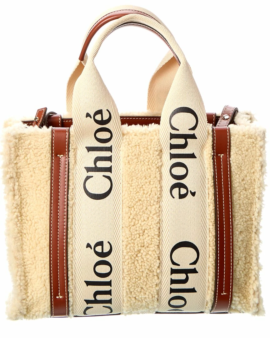 Chloé Woody Small Shearling & Leather Tote Women Totes - Image 2