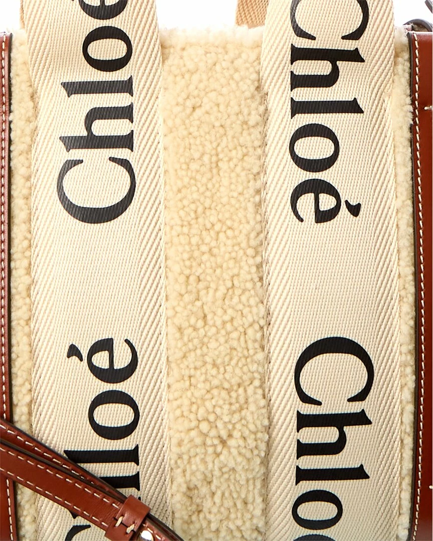 Chloé Woody Small Shearling & Leather Tote Women Totes - Image 3