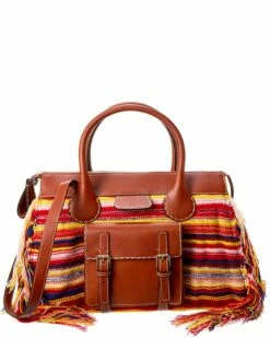 Chloé Edith Large Cashmere & Leather Day Bag Women Totes
