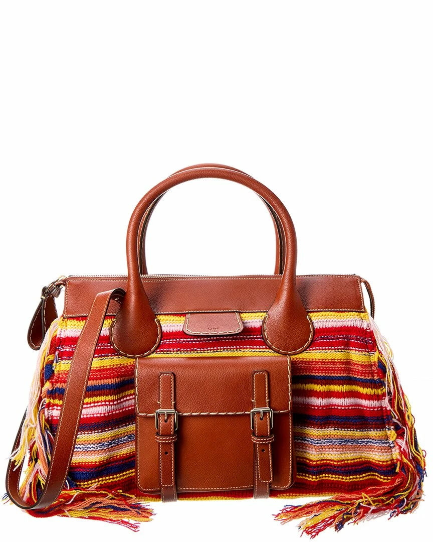 Chloé Edith Large Cashmere & Leather Day Bag Women Totes