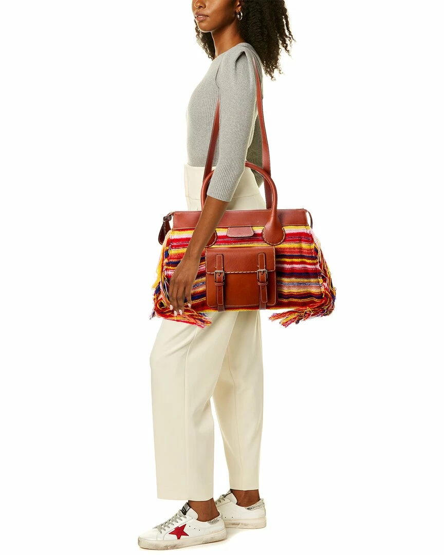 Chloé Edith Large Cashmere & Leather Day Bag Women Totes - Image 4