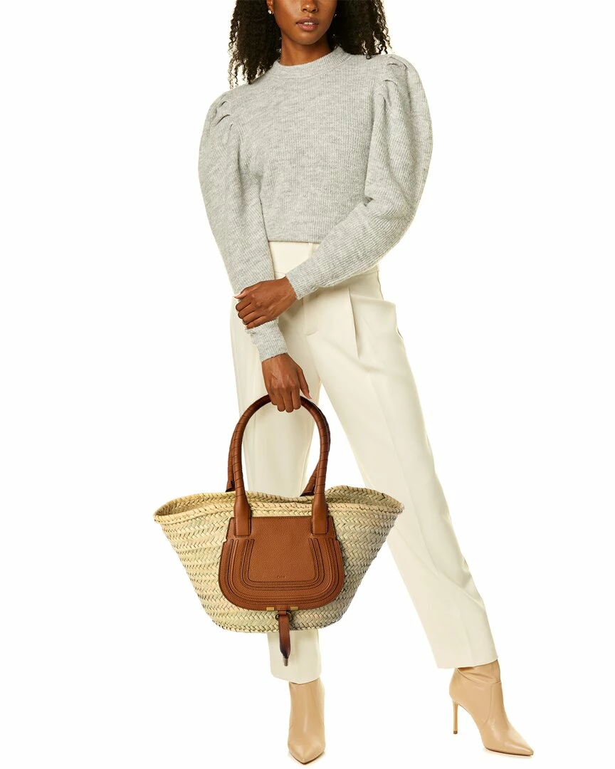 Chloé Marcie Medium Raffia & Leather Basket Tote Women Totes - Image 4