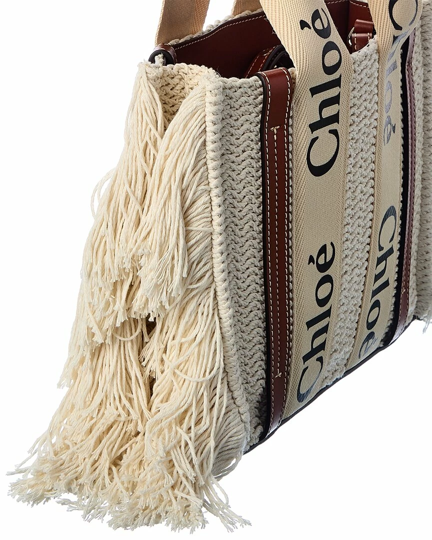 Chloé Woody Small Leather-Trim Tote Women Totes - Image 3