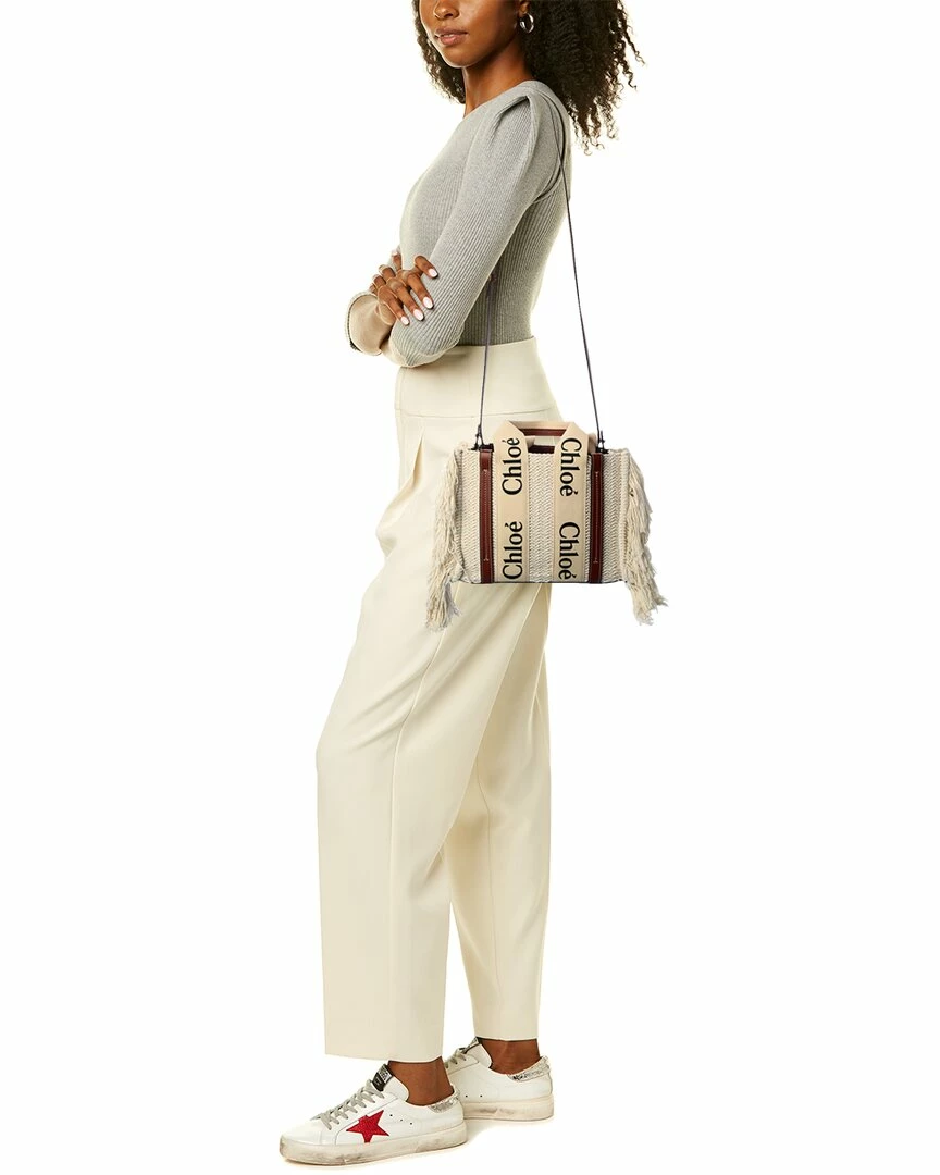 Chloé Woody Small Leather-Trim Tote Women Totes - Image 4