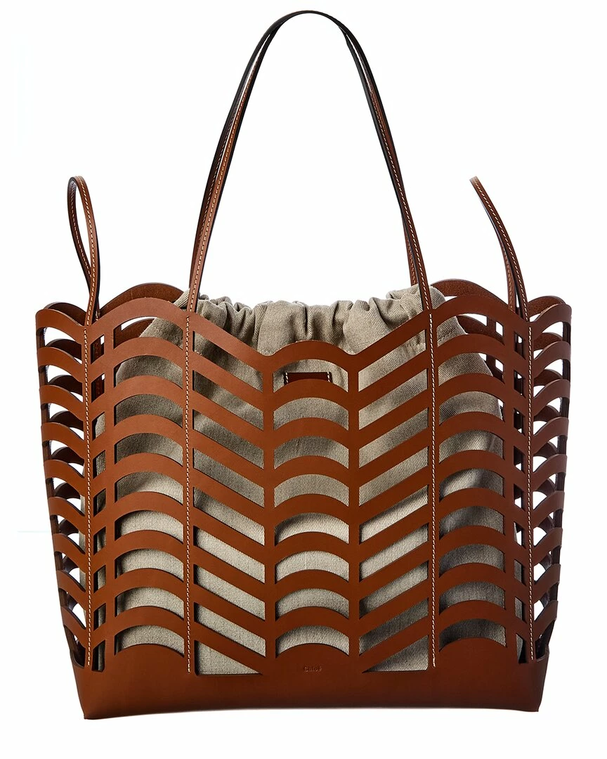 Chloé Kayan Medium Canvas & Leather Tote Women Totes