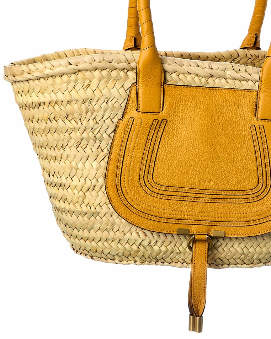 Chloé Marcie Medium Raffia & Leather Basket Tote Women Totes - Image 3