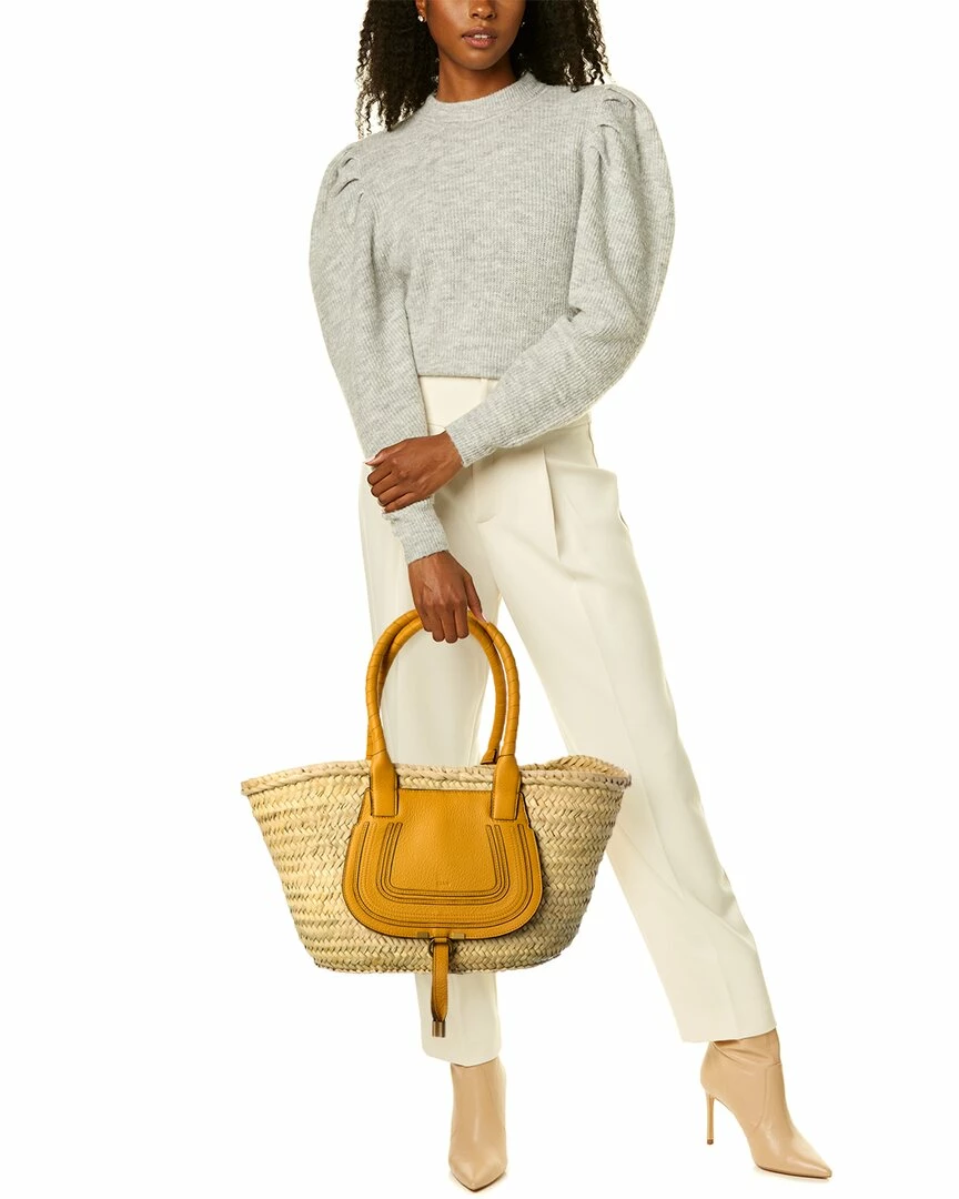 Chloé Marcie Medium Raffia & Leather Basket Tote Women Totes - Image 4