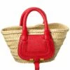 Chloé Marcie Mini Raffia & Leather Basket Tote Women Totes