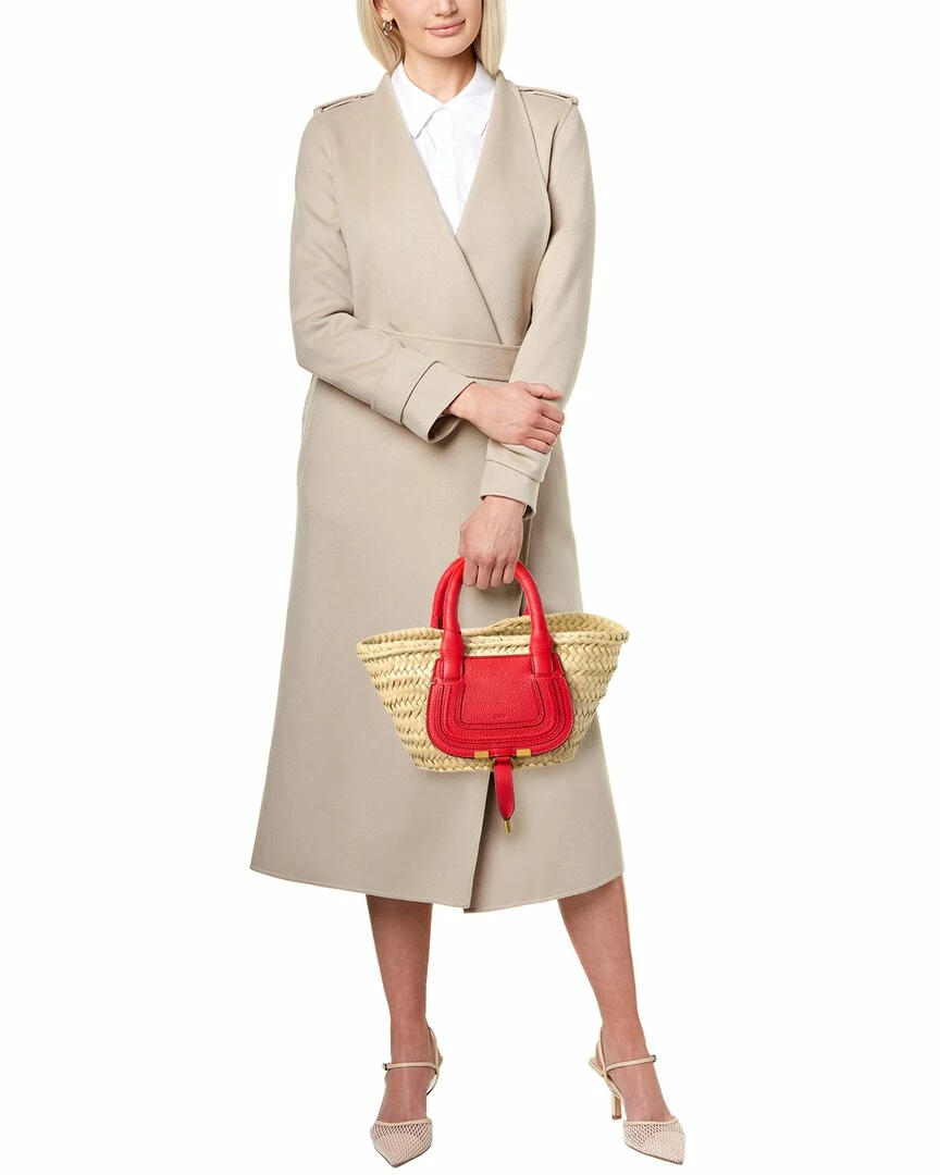 Chloé Marcie Mini Raffia & Leather Basket Tote Women Totes - Image 4