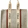 Chloé Woody Large Canvas & Leather Tote Women Totes