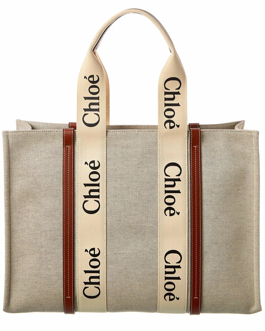 Chloé Woody Large Canvas & Leather Tote Women Totes - Image 2