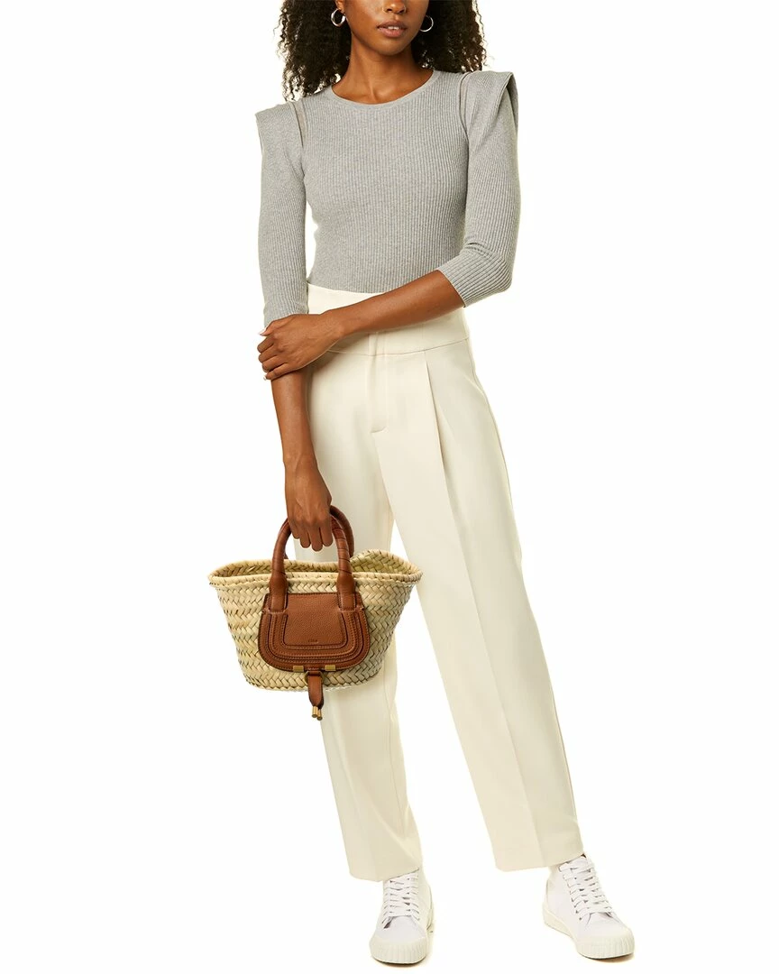 Chloé Marcie Mini Raffia & Leather Basket Tote Women Totes - Image 4