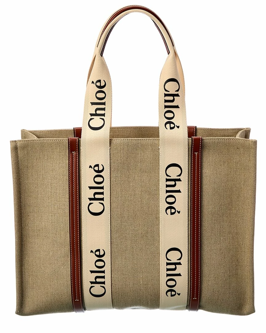 Chloé Woody Large Canvas & Leather Tote Women Totes - Image 2