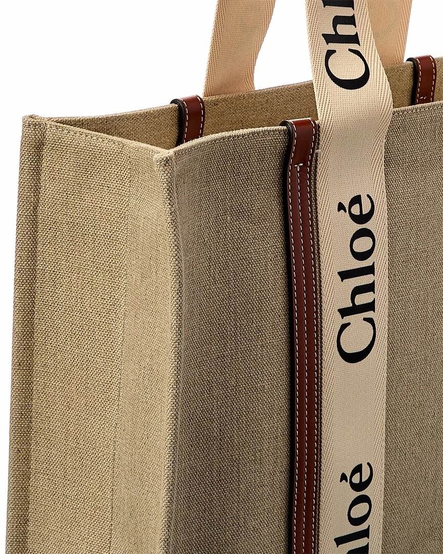 Chloé Woody Large Canvas & Leather Tote Women Totes - Image 3