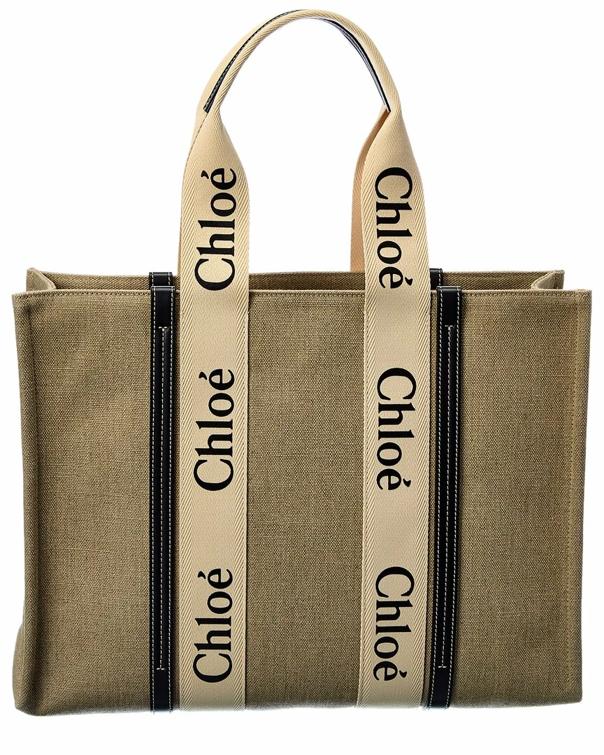 Chloé Woody Large Canvas & Leather Tote Women Totes - Image 2