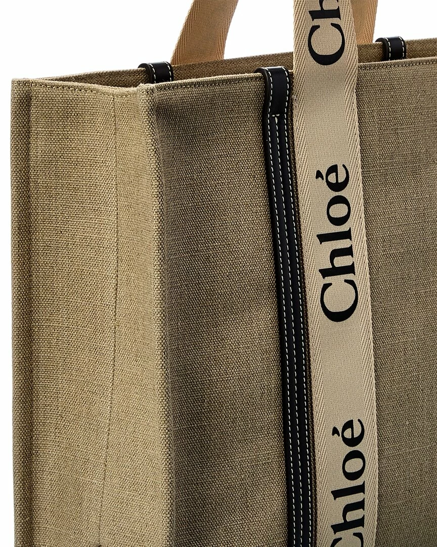 Chloé Woody Large Canvas & Leather Tote Women Totes - Image 3