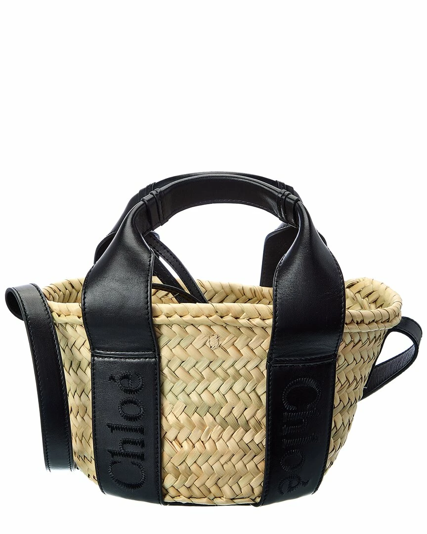 Chloé Sense Small Raffia & Leather Basket Tote Women Totes