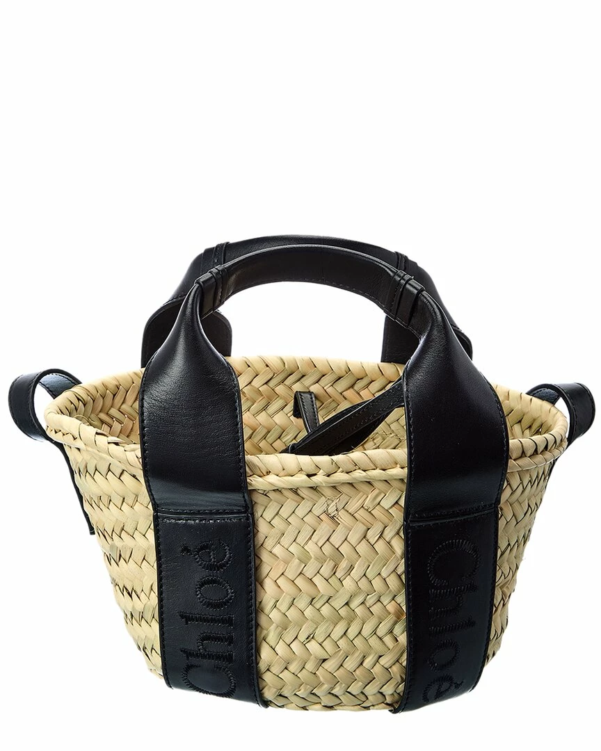 Chloé Sense Small Raffia & Leather Basket Tote Women Totes - Image 2