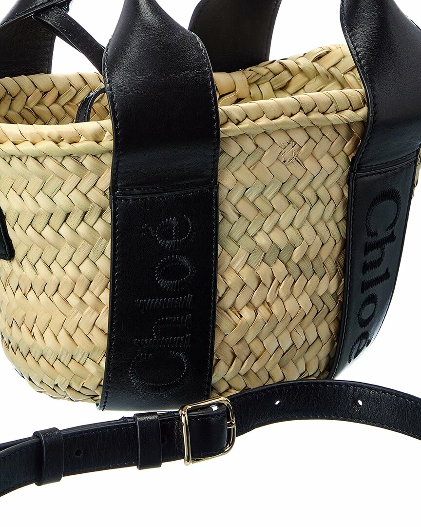 Chloé Sense Small Raffia & Leather Basket Tote Women Totes - Image 3