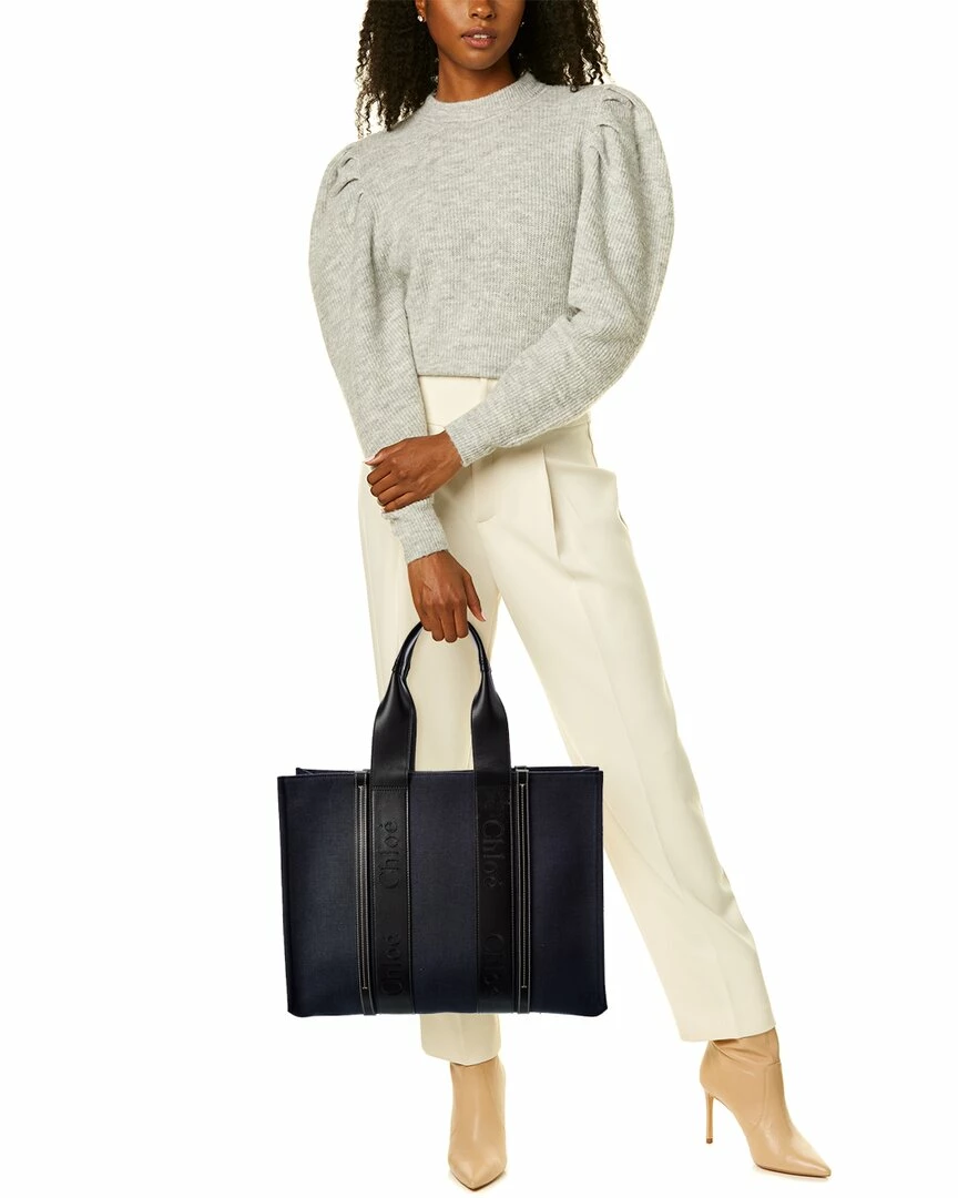 Chloé Woody Large Denim Tote Women Totes - Image 4