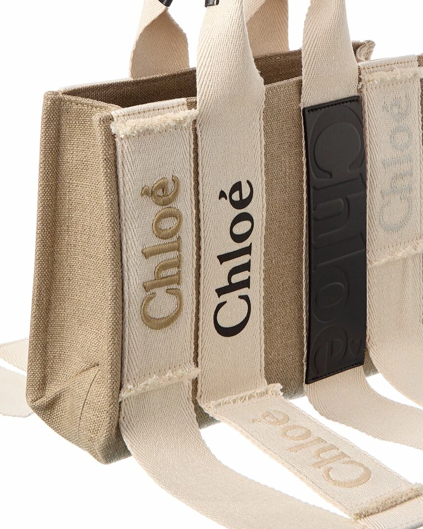 Chloé Woody Small Canvas & Leather Tote Women Totes - Image 3