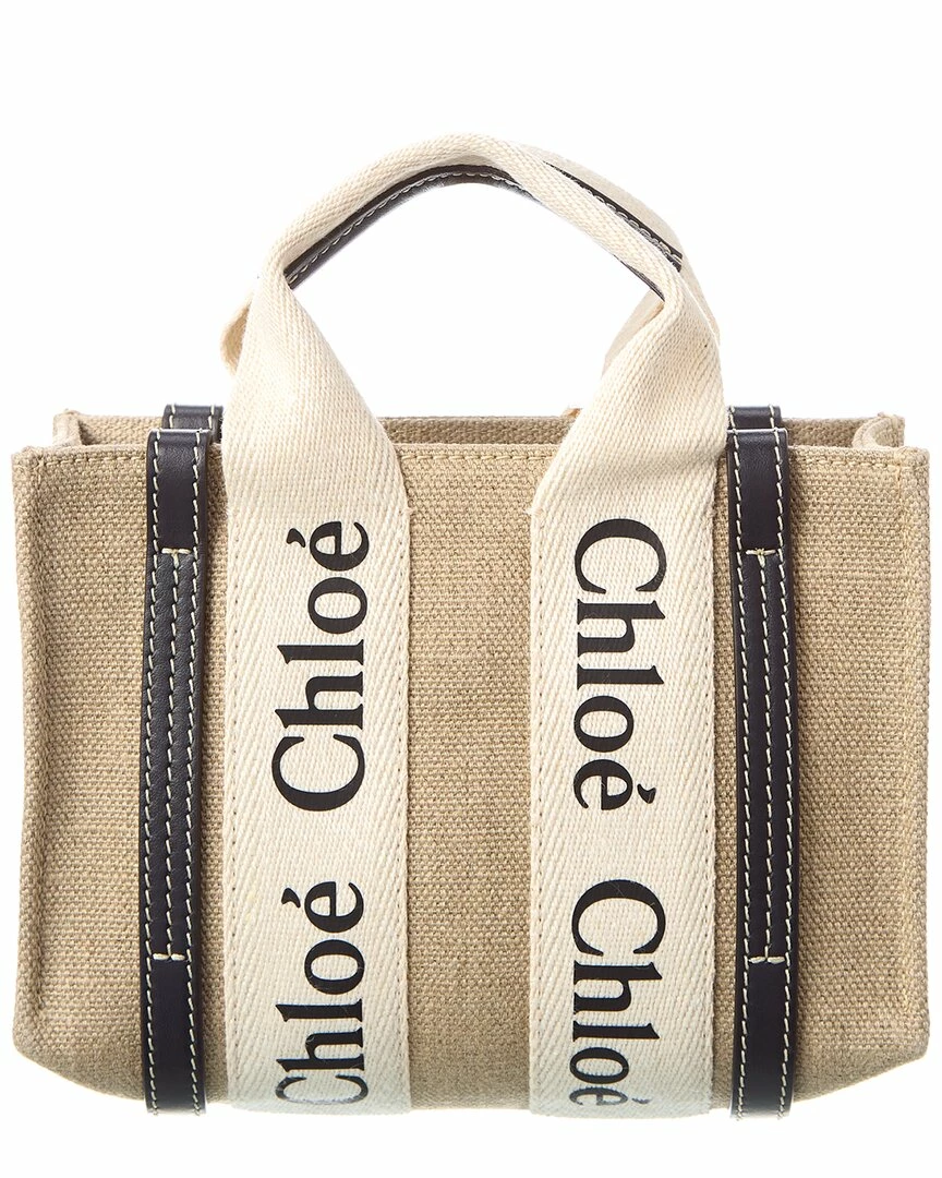 Chloé Woody Mini Canvas & Leather Tote Women Totes - Image 2