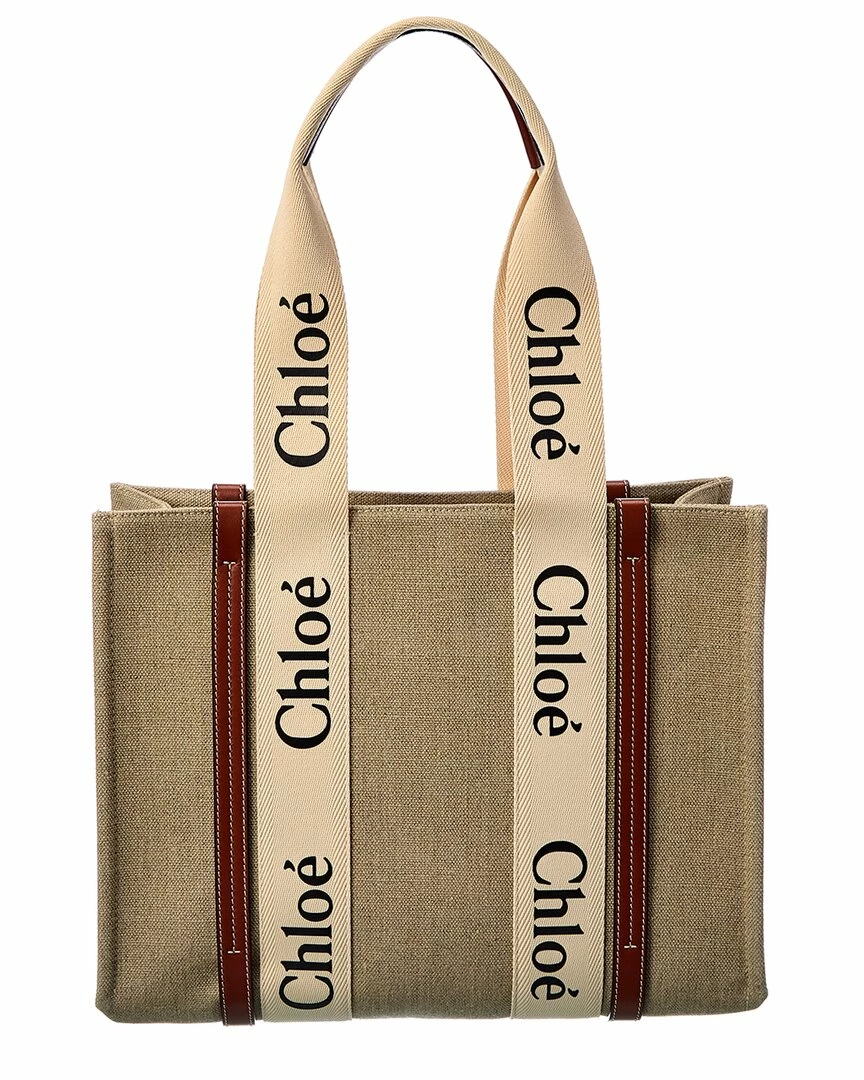 Chloé Woody Medium Canvas & Leather Tote Women Totes - Image 2
