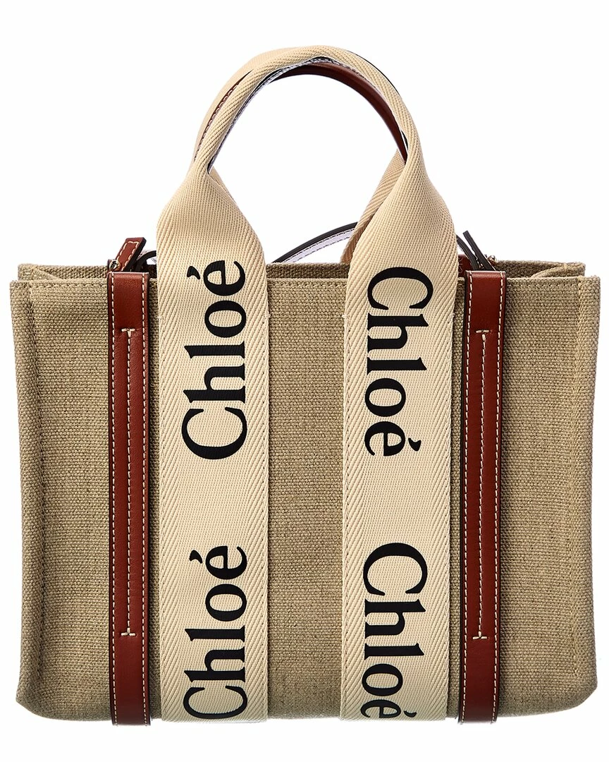 Chloé Woody Small Canvas & Leather Tote Women Totes - Image 2